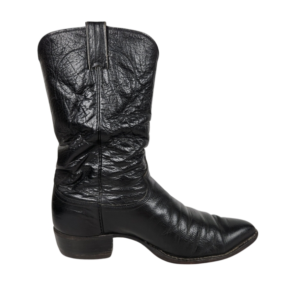 Justin Boot Co Vintage Black Leather Western Cowboy Boots Slouchy Mens Size 10 E - Picture 5 of 13